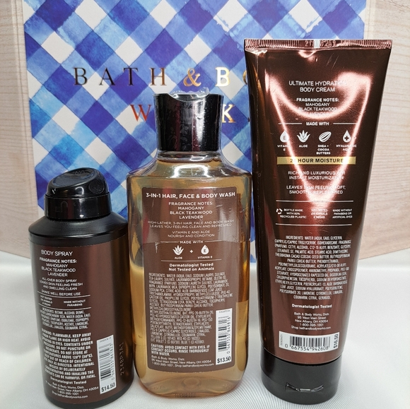 BATH & BODY WORKS 'TEAKWOOD' 3-PIECE GIFT SET BODY WASH, LOTION & MIST - Picture 5 of 16